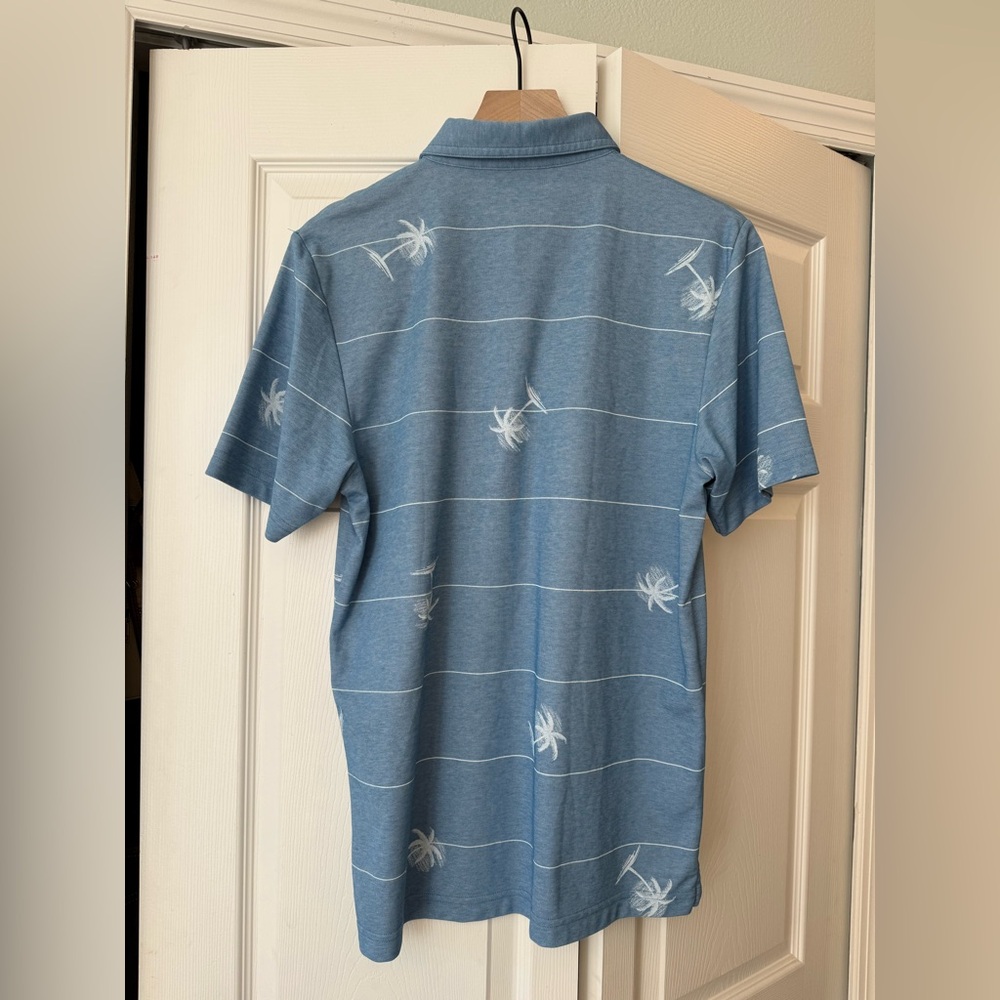 Travis Mathew Mens Baumen Around Pique Golf Polo Shirt Blue Navy Marine Hawaii M - Picture 5 of 5